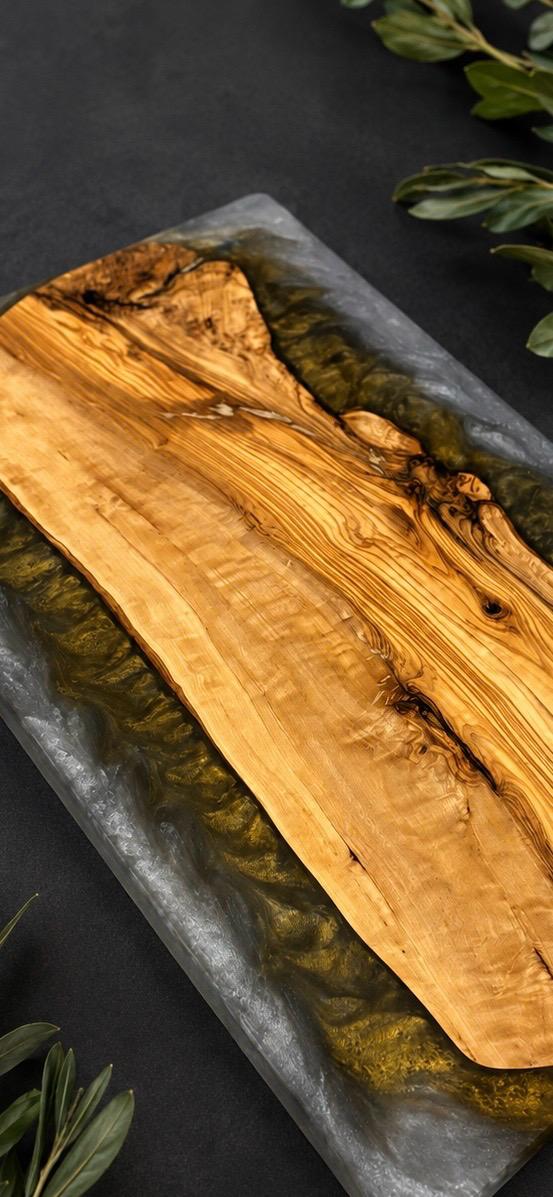 Olive Wood & Smoky Gold Resin - Serving Board
