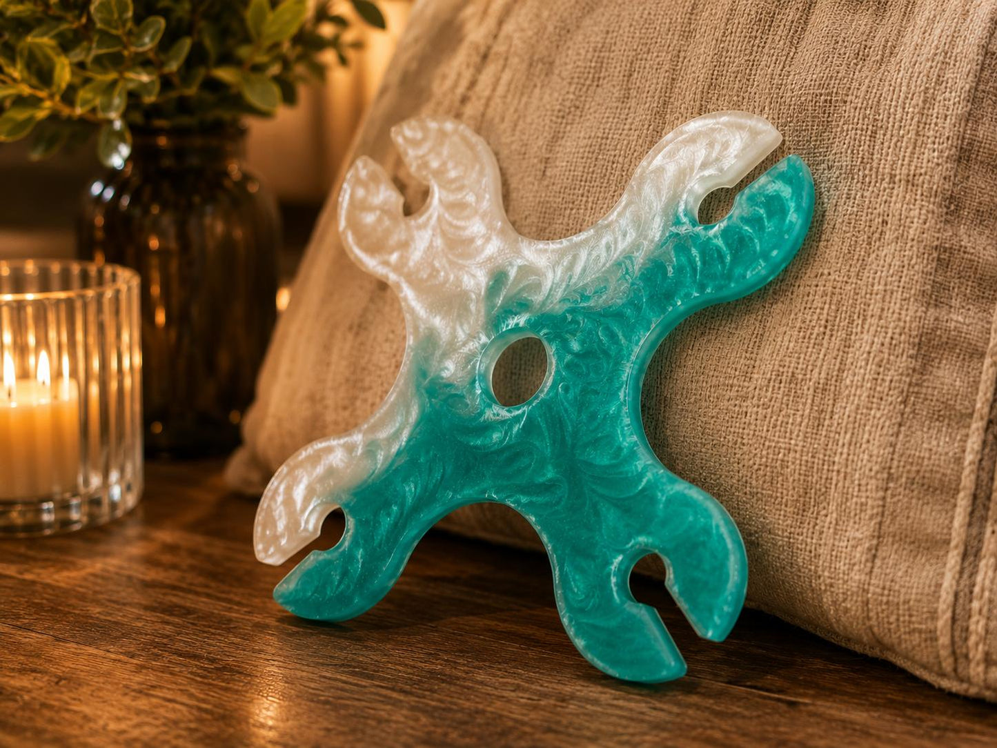 Handcrafted Epoxy Resin Wine Glass Holder — Ocean Tide