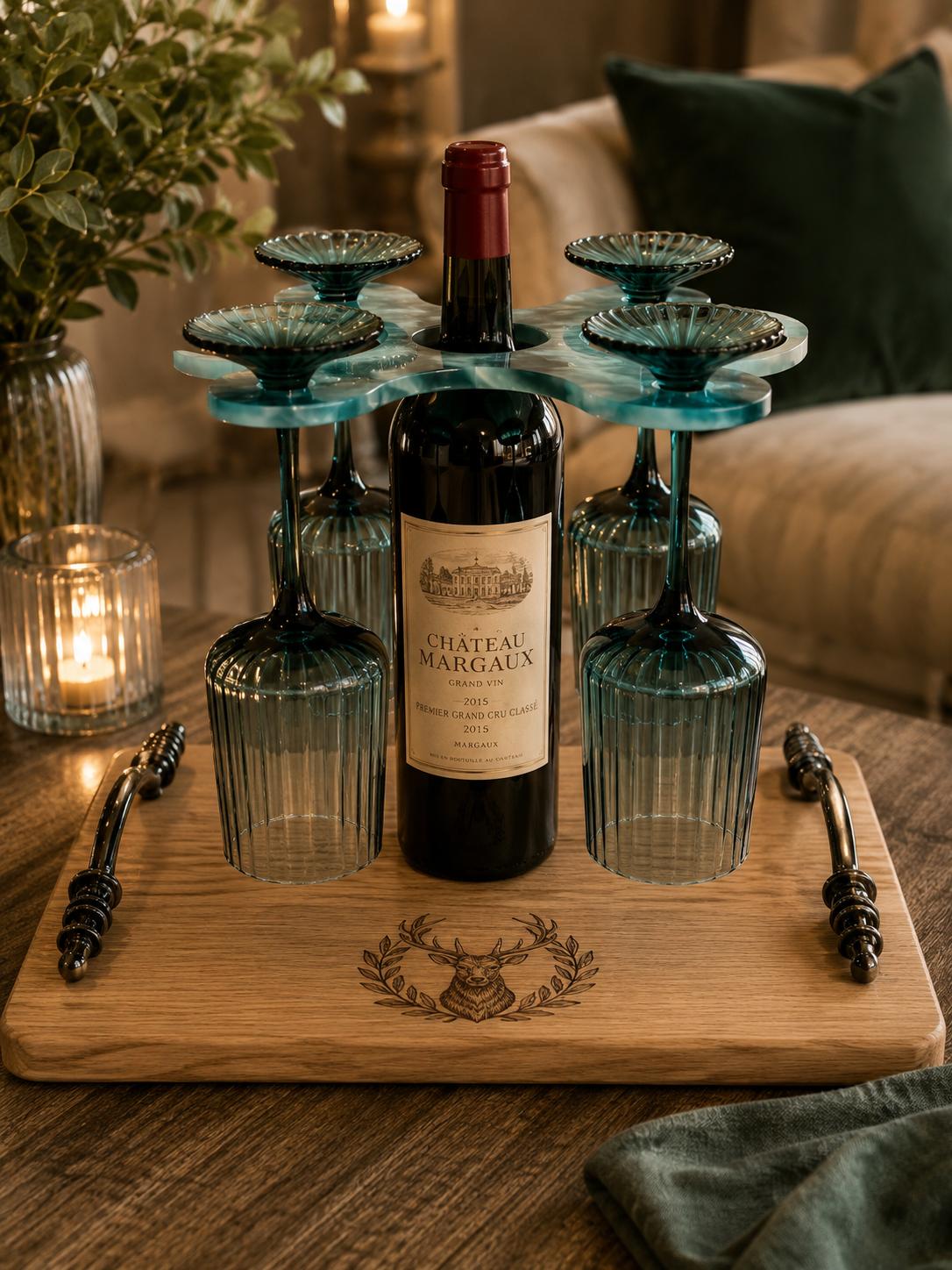 Handcrafted Epoxy Resin Wine Glass Holder — Ocean Tide