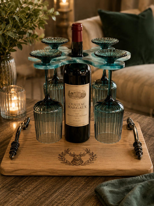 Handcrafted Epoxy Resin Wine Glass Holder — Ocean Tide