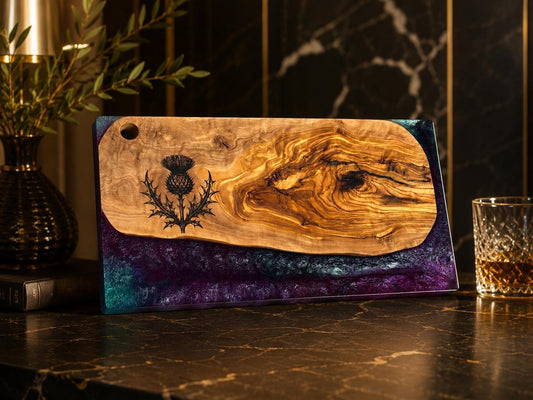 Thistle & Tide Serving Board – Olive Wood & Aurora Resin – 22x41cm